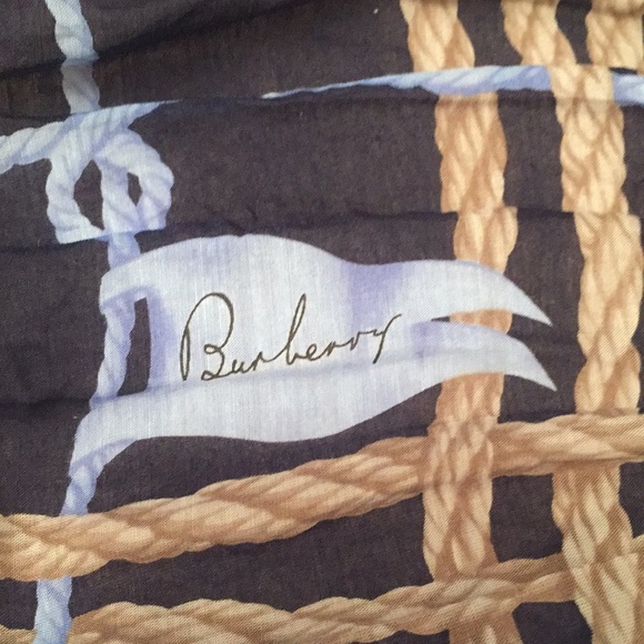Burberry Nautical Design Cotton Silk Blue Scarf - Picture 3 of 5